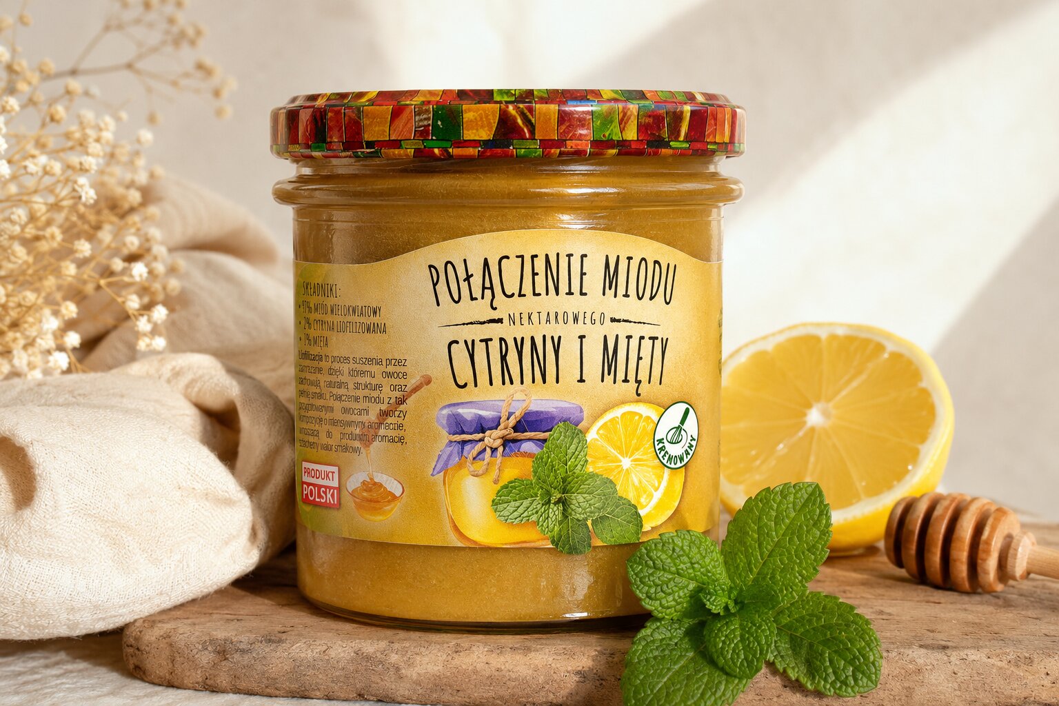 Miód nektarowy cytryna liofilizowana i mięta