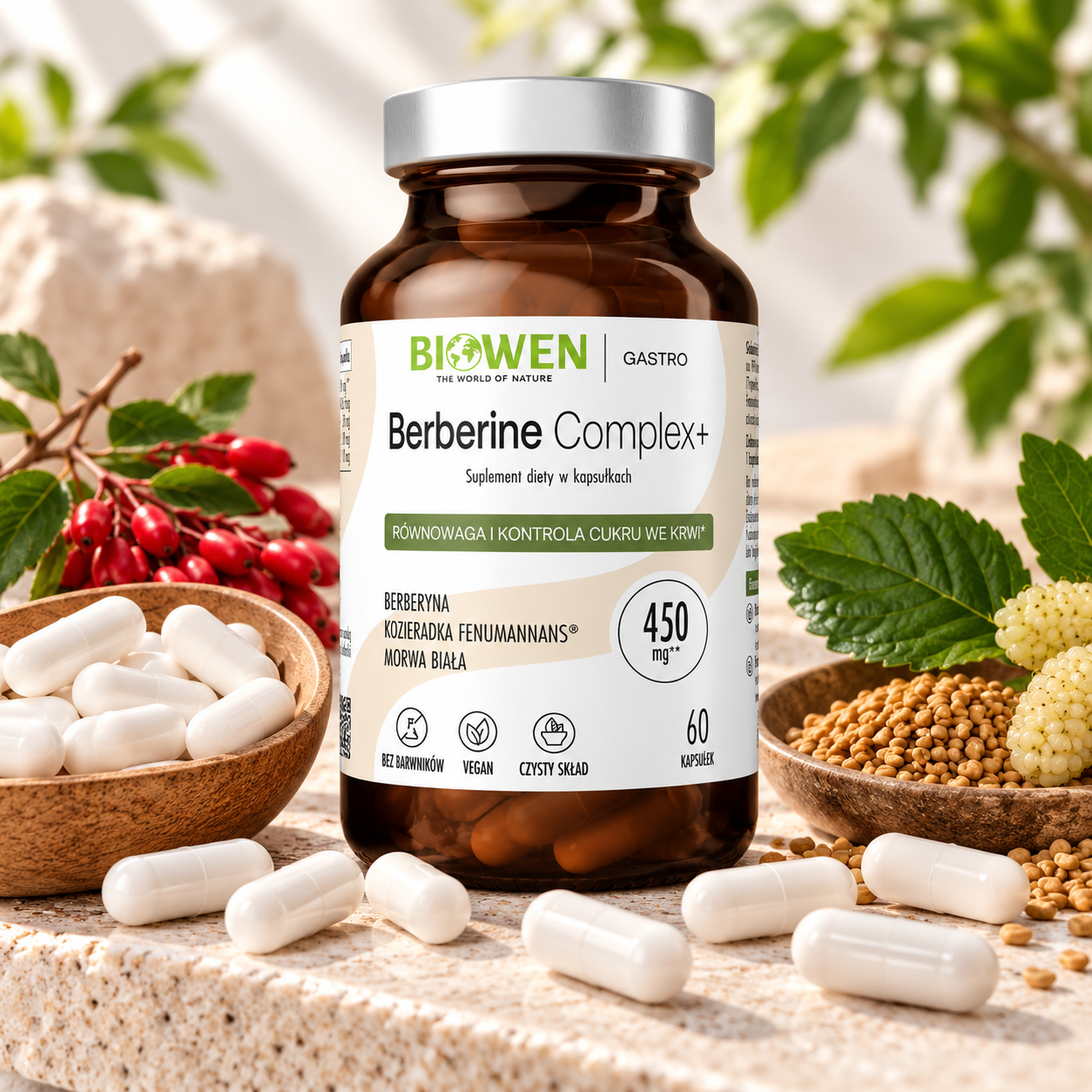 Berberine Complex+ BERBERYNA Kozieradka MORWA BIAŁA BIOWEN 60 kapsułek