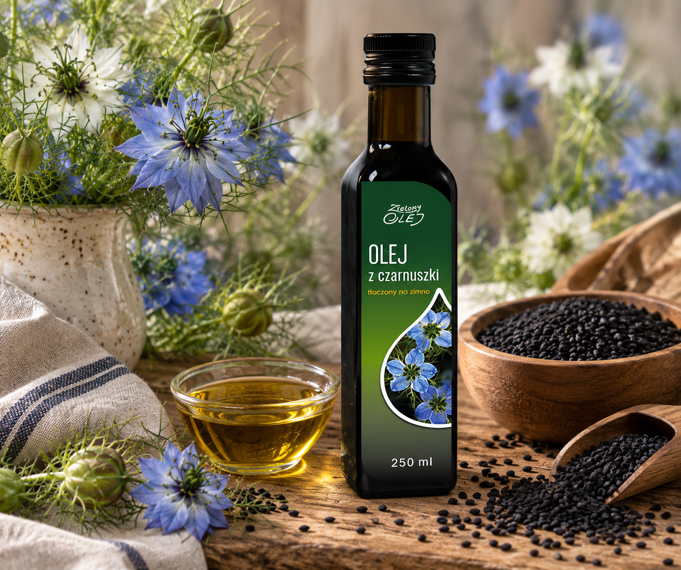 Olej z czarnuszki tłoczony na zimno 250 ml