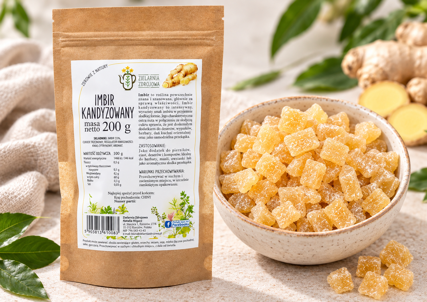 Imbir kandyzowany kostka 200g