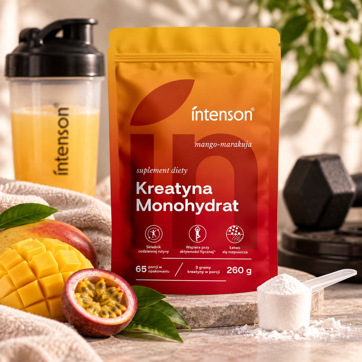 Kreatyna Monohydrat Mango Marakuja INTENSON 260 g