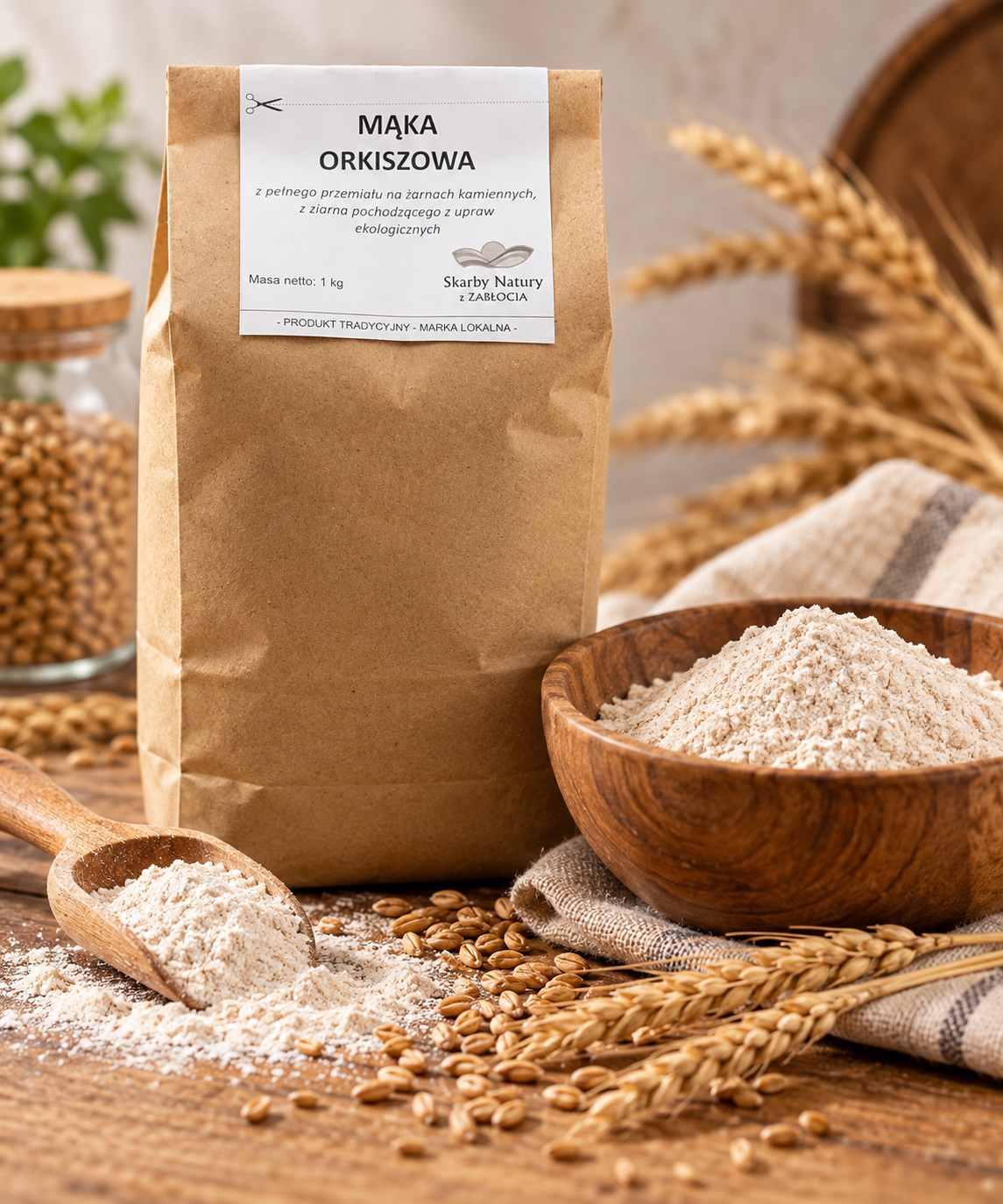 Mąka orkiszowa z pełnego przemiału odmiana „Ostro” 1 kg