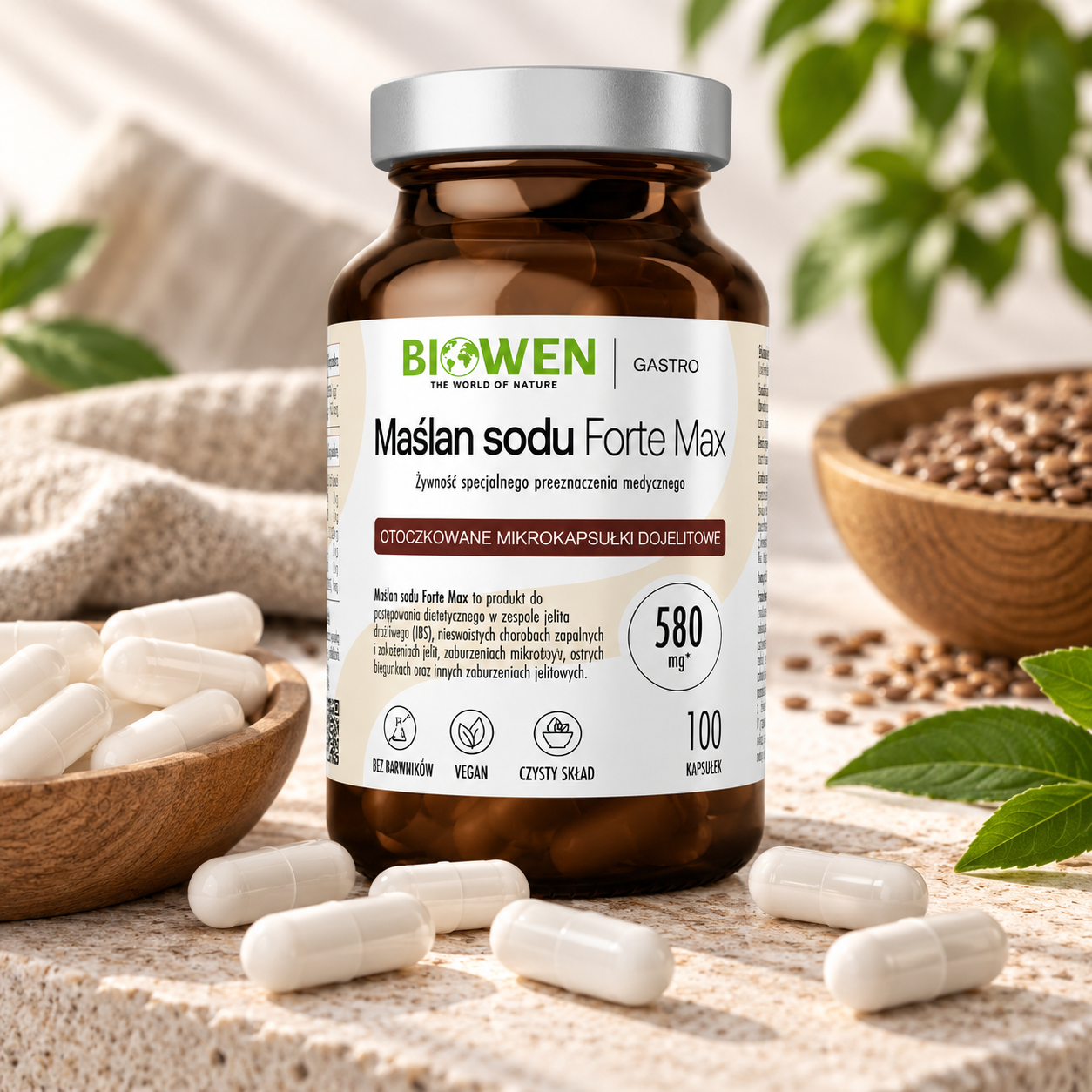 MAŚLAN SODU Forte Max Biowen 580 mg BIOWEN – 100 kapsułek