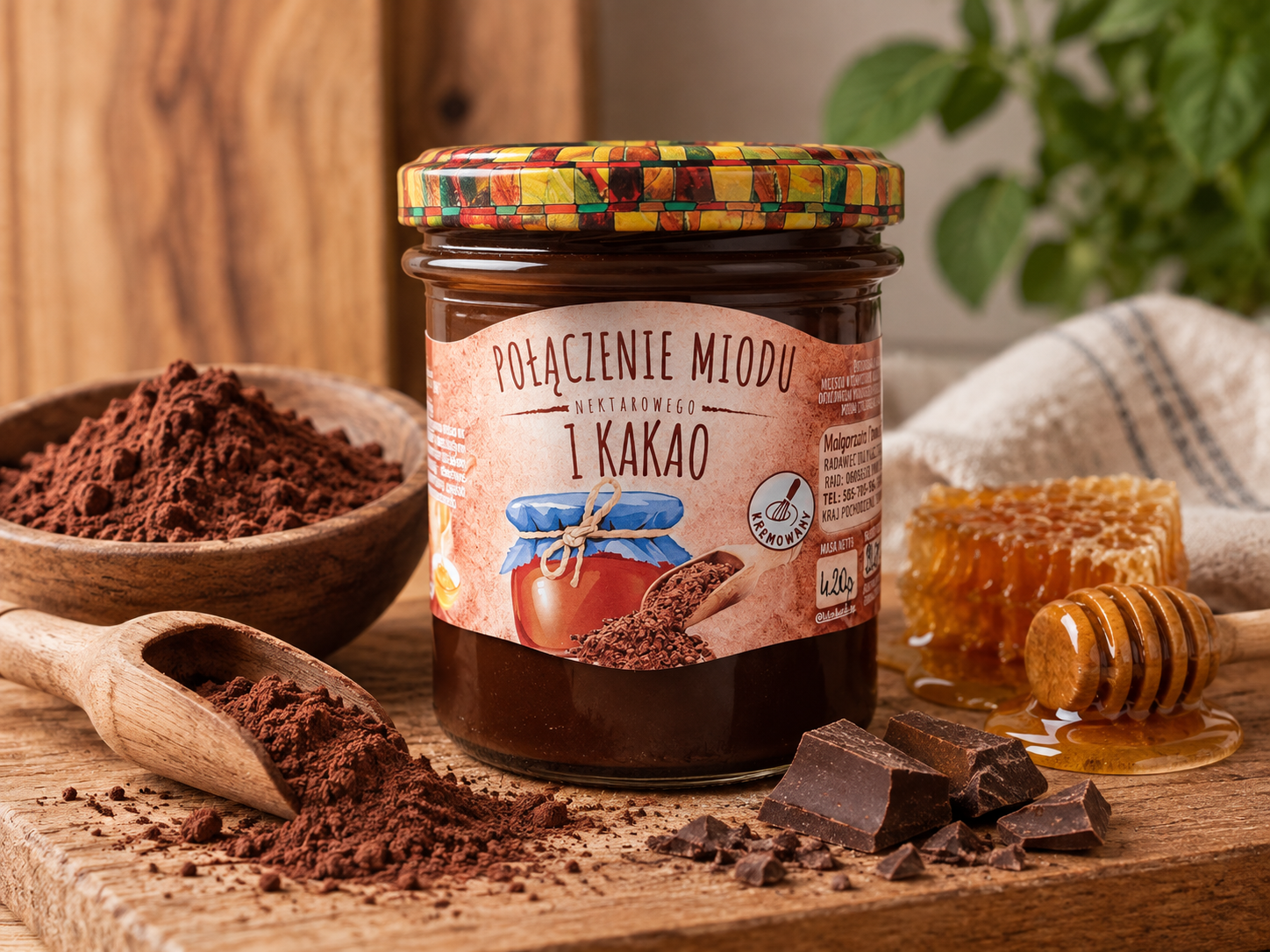 Miód nektarowy kremowany z kakao