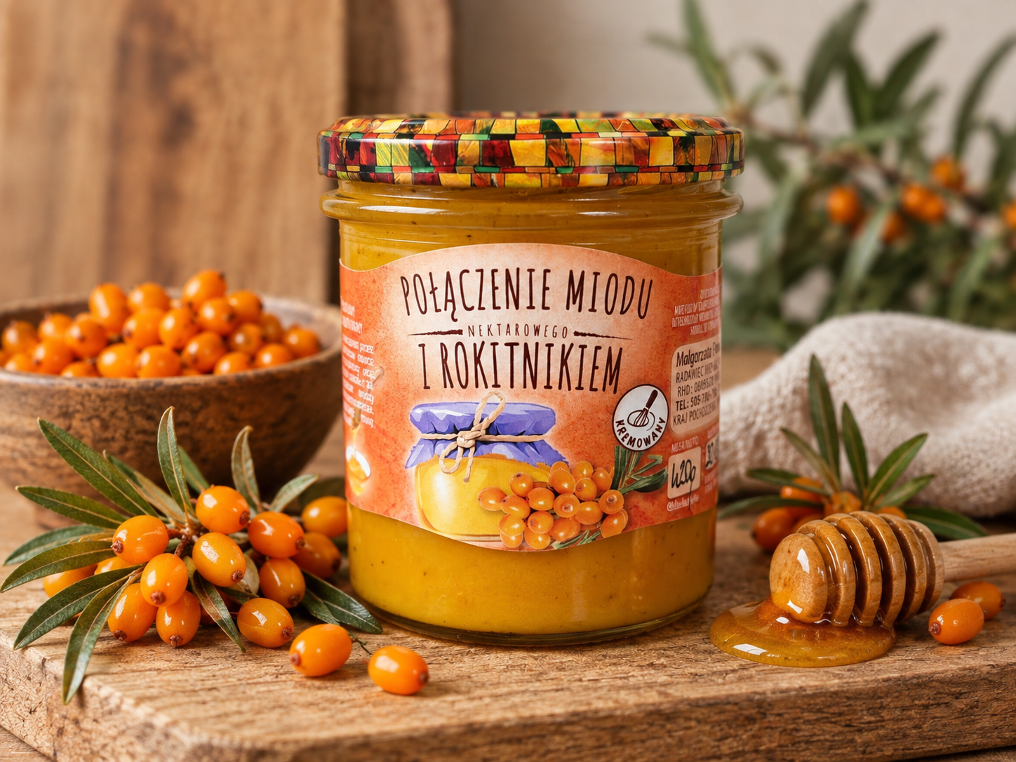 Miód nektarowy z liofilizowanym rokitnikiem