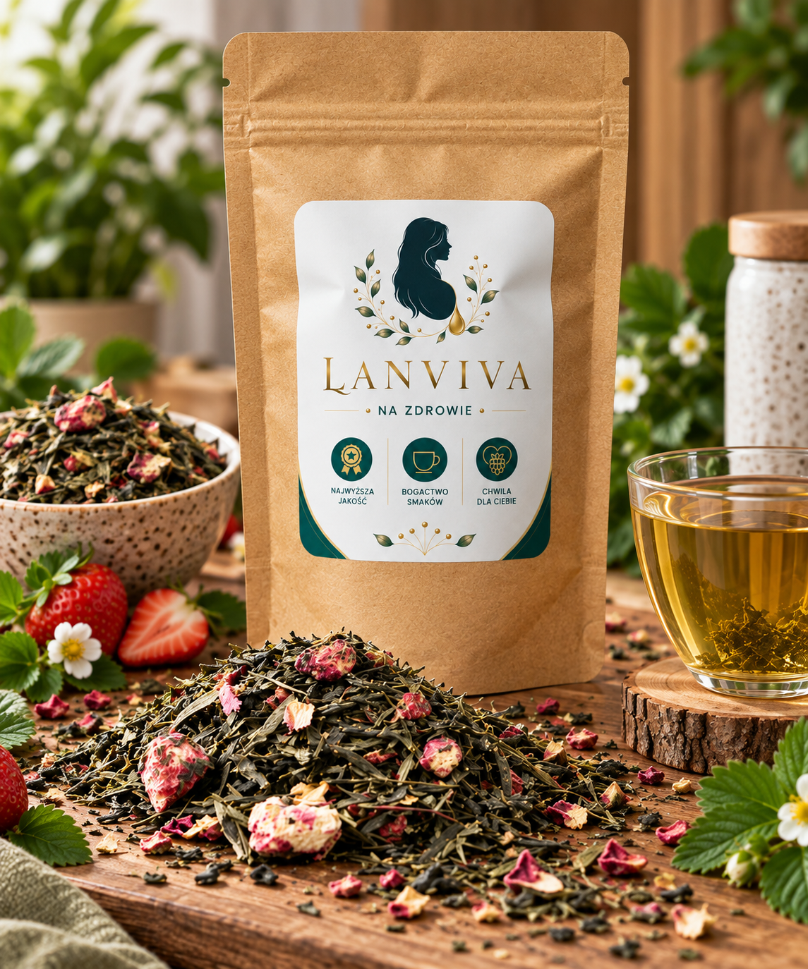 Lanviva Na Zdrowie Sencha poziomkowa Herbata Zielona 50g