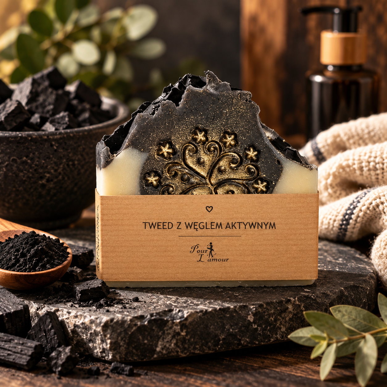 Mydło naturalne TWEED z węglem aktywnym