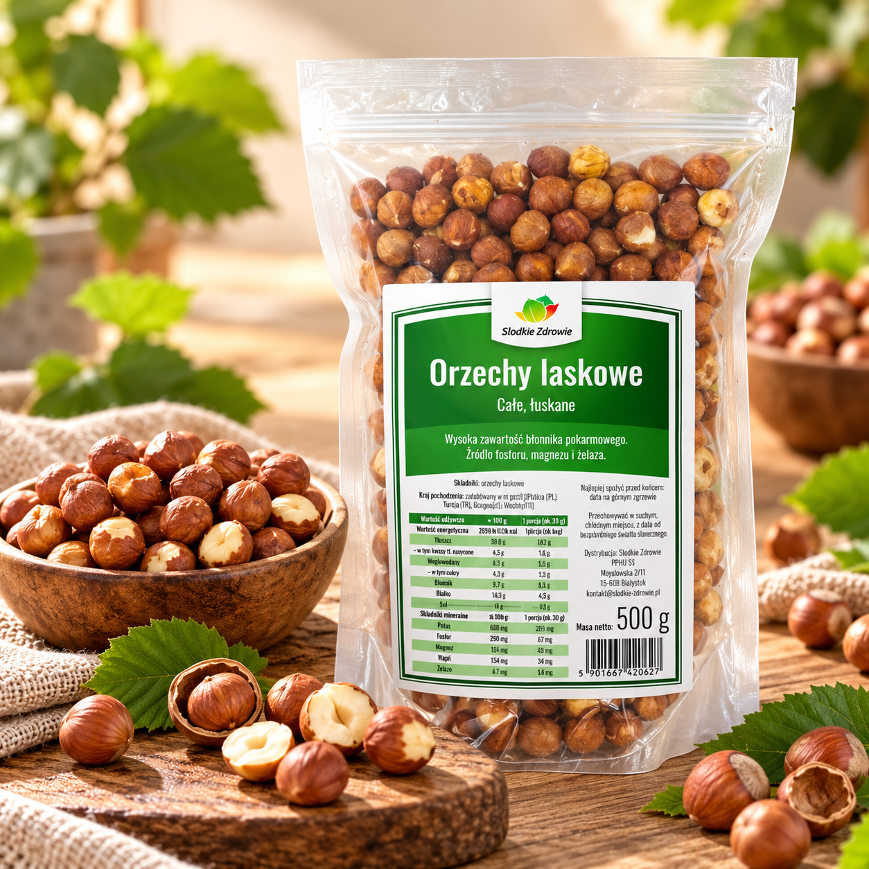 Orzechy laskowe Całe, Łuskane 500 G