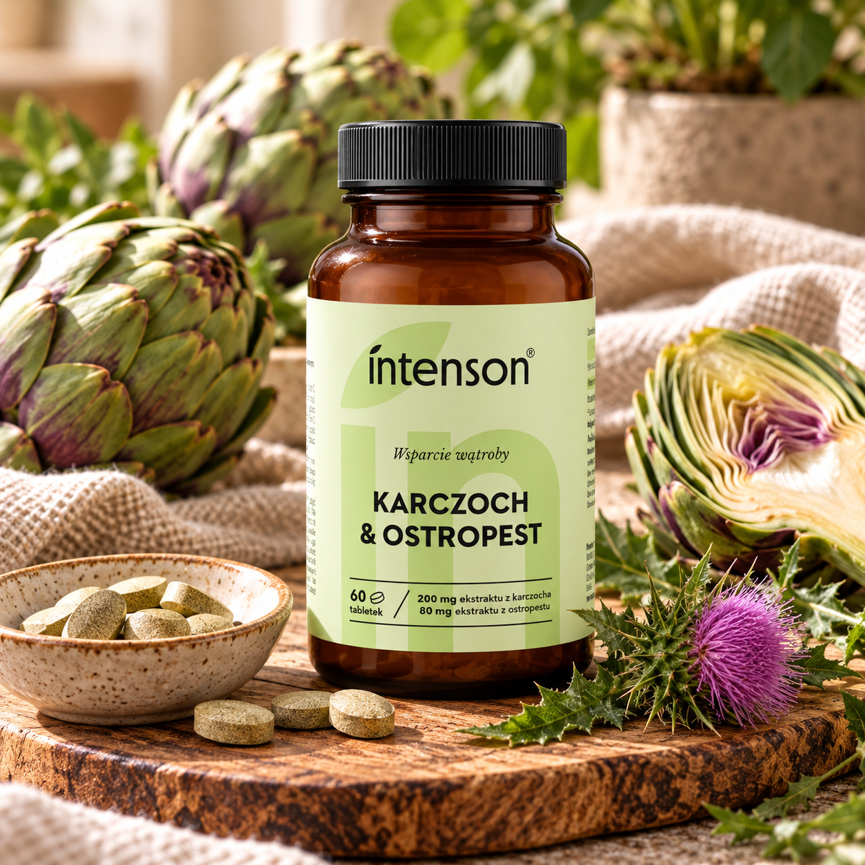 Ostropest karczoch 60 tabletek Wątroba INTENSON