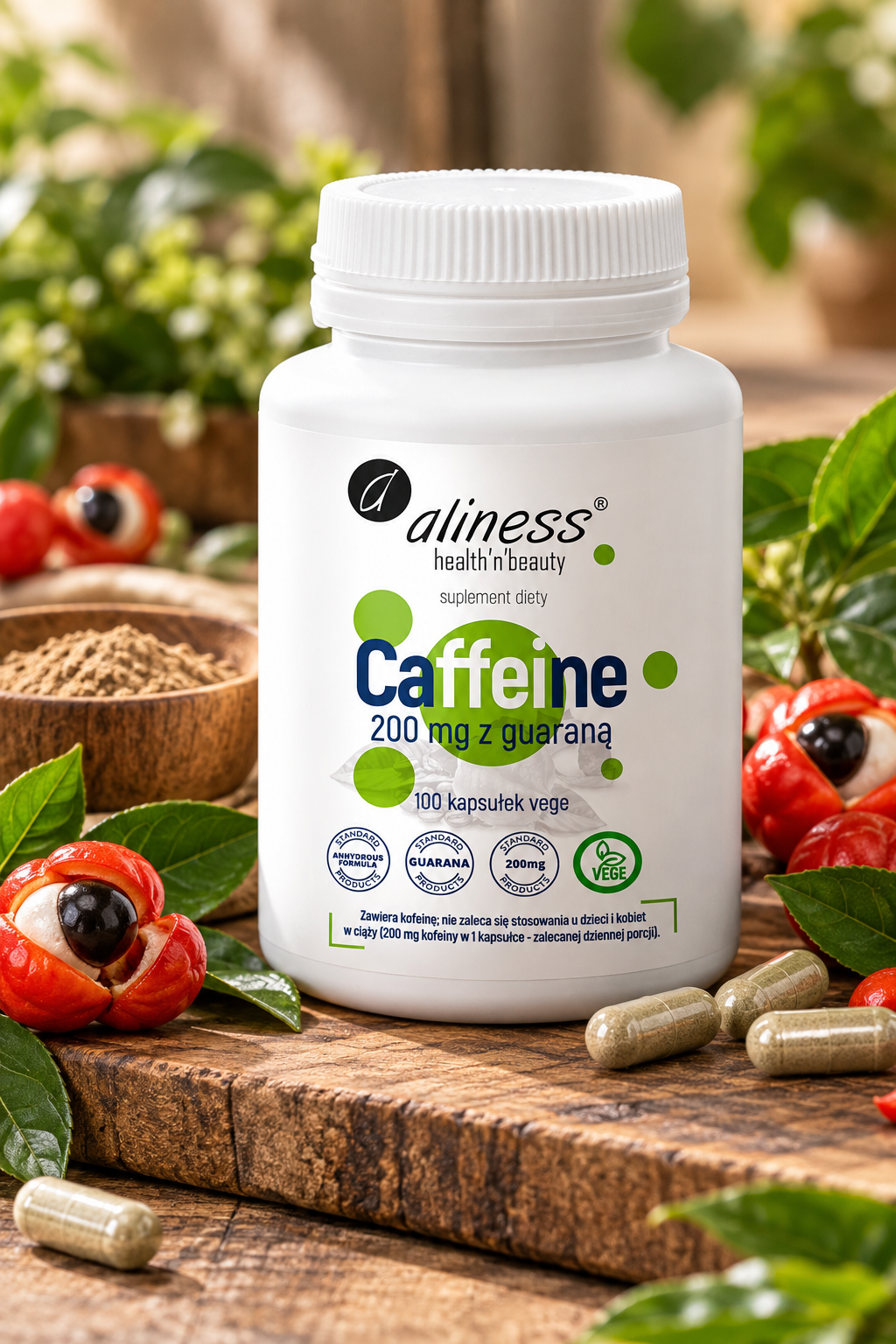 Caffeine 200 mg i guarana 100 kapsułek