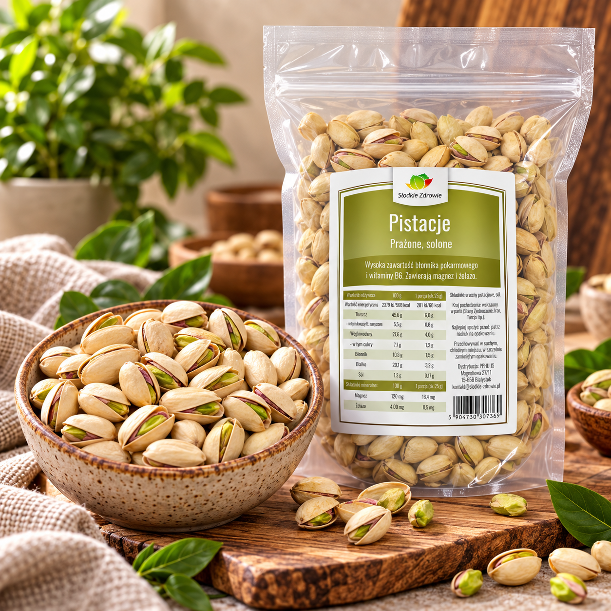 Pistacje solone, prażone całe niełuskane 500 g